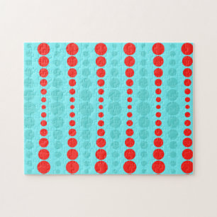 Retro Red en Turquoise Stippen Puzzle Legpuzzel