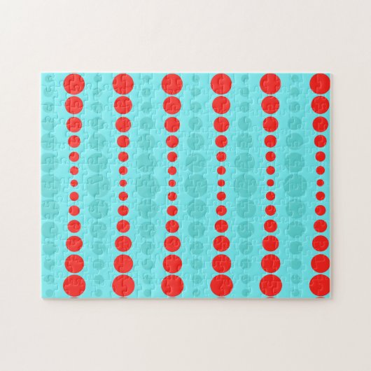 Retro Red en Turquoise Stippen Puzzle Legpuzzel (Horizontaal)