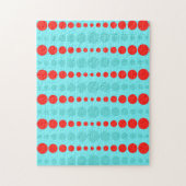 Retro Red en Turquoise Stippen Puzzle Legpuzzel (Verticaal)