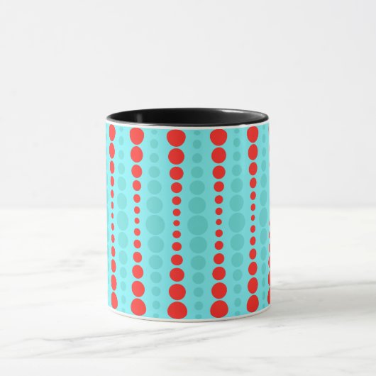 Retro Red en Turquoise Stippen Ringer Mok (Midden)