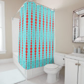 Retro Red en Turquoise Stippen Shower Curtain Douchegordijn (In situ)