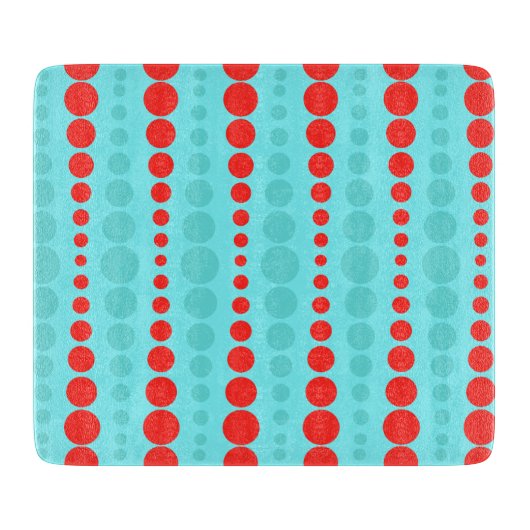Retro Red- en Turquoise-Stippen snijraad Snijplank (Voorkant)