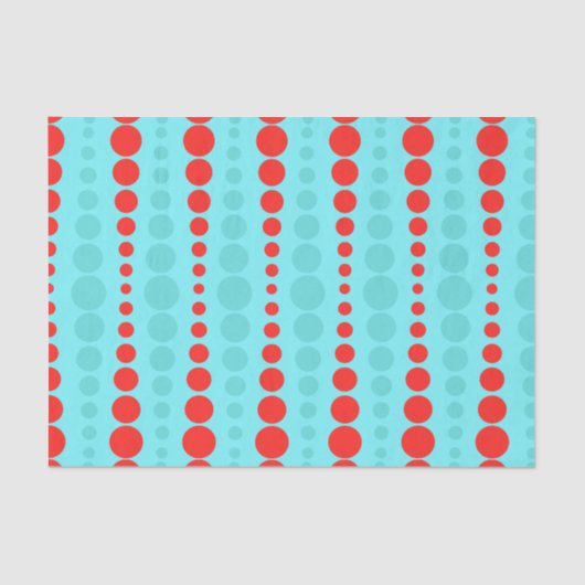 Retro Red- en Turquoise-Stippen Tissuepapier (Voorkant)