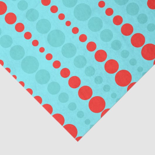 Retro Red- en Turquoise-Stippen Tissuepapier (Detail)