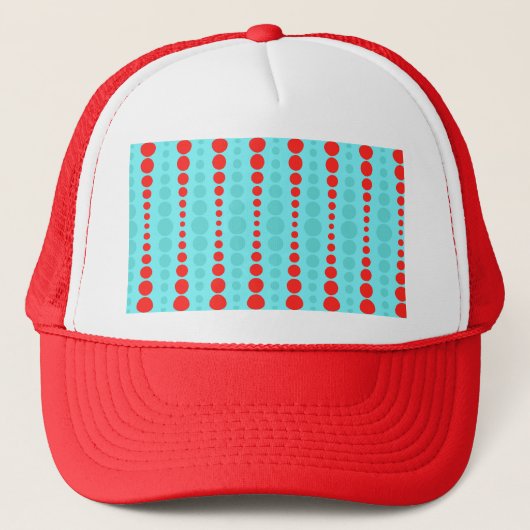 Retro Red en Turquoise Stippen Trucker Hats Pet (Voorkant)