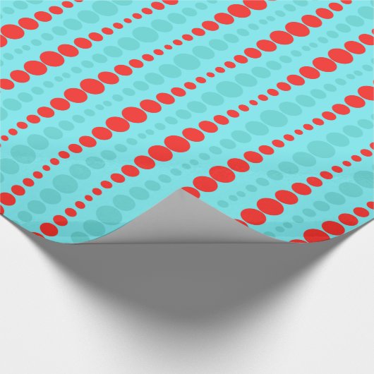 Retro Red- en Turquoise-Stippen Verpakkingspapier Cadeaupapier (Hoek)