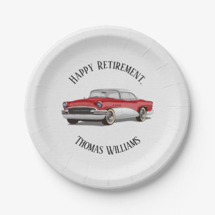 Retro Red en White Buick Retirement Papieren Bordje