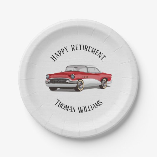 Retro Red en White Buick Retirement Papieren Bordje (Voorkant)