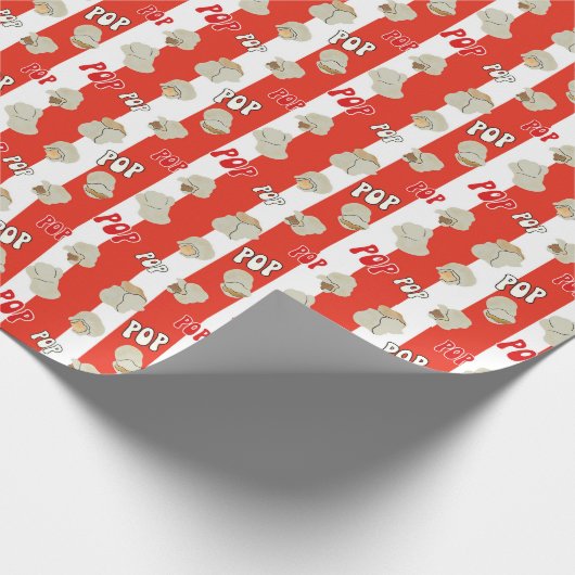 Retro Red en White Striped Popcorn Pattern Cadeaupapier (Hoek)