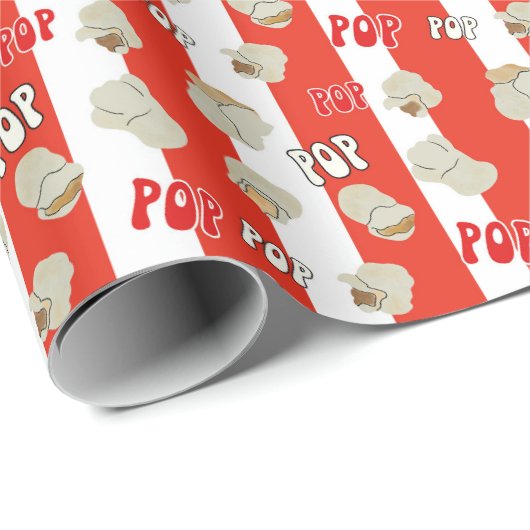 Retro Red en White Striped Popcorn Pattern Cadeaupapier (Rol Hoek)