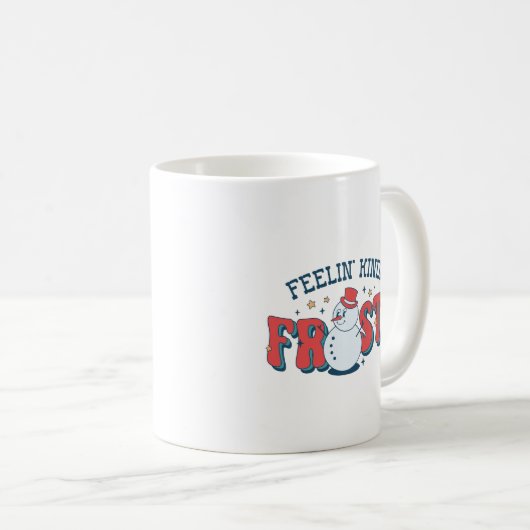 Retro Red Feelin' Kinda Frosty Grappige Sneeuwman Koffiemok (Voorkant rechts)