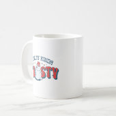 Retro Red Feelin' Kinda Frosty Grappige Sneeuwman Koffiemok (Voorkant links)