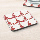 Retro Red Fleur-De-Lis Pattern Onderzetter (Linkerzijde)