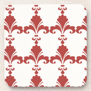 Retro Red Fleur-De-Lis Pattern Onderzetter