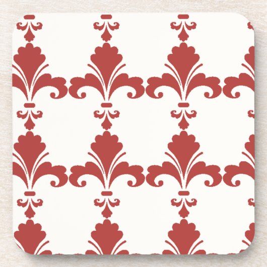 Retro Red Fleur-De-Lis Pattern Onderzetter (Voorkant)