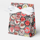 Retro Red Floral Harten Valentijn Bottle Pet Art Bedankdoosjes (Voorkant Zijde)