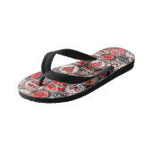 Retro Red Floral Heart Valentijnsdag Fles Pet Kinder Teenslippers (Schuin)