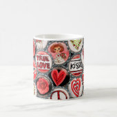 Retro Red Floral Hearts True Love Valentijnsdag Koffiemok (Center)