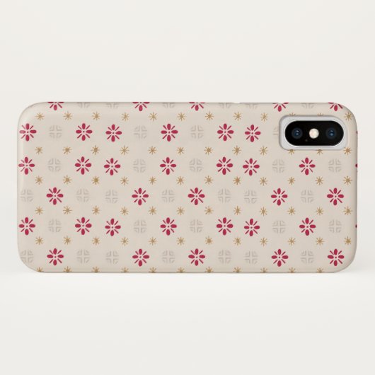 Retro Red Flower Gold Star  achtergrond Case-Mate iPhone Case (Achterkant (horizontaal))