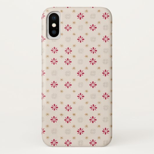Retro Red Flower Gold Star  achtergrond Case-Mate iPhone Case (Achterkant)