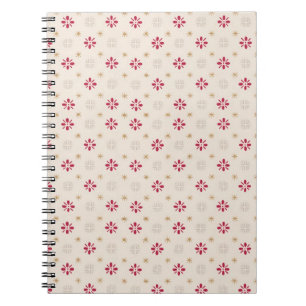 Retro Red Flower Gold Star  achtergrond Notitieboek