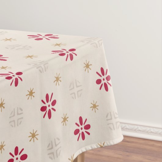 Retro Red Flower Gold Star  achtergrond Tafelkleed (Voorbeeld)