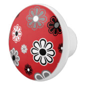 Retro Red Flower Power-keramische knop (Rechts)