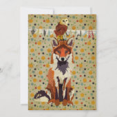 Retro Red Fox & Owl Birthday Invitation Kaart (Achterkant)