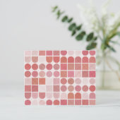 Retro Red Geometric Patroon Briefkaart (Staand voorkant)