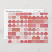 Retro Red Geometric Patroon Briefkaart (Voorkant / Achterkant)