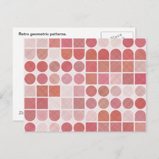 Retro Red Geometric Patroon Briefkaart (Voorkant / Achterkant)