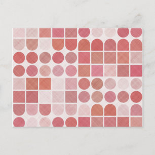 Retro Red Geometric Patroon Briefkaart