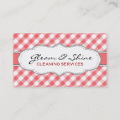 Retro Red Gingham Schoonmaakster Lady Service Visitekaartje (Achterkant)