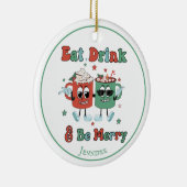 Retro Red Green Cartoon Dancing Keramisch Ornament (Rechts)