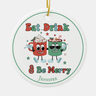 Retro Red Green Cartoon Dancing Keramisch Ornament
