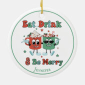 Retro Red Green Cartoon Dancing Keramisch Ornament (Achterkant)