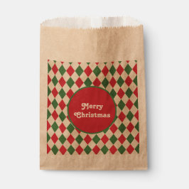 Retro Red Green Harlequin Holiday Bedankzakje