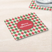 Retro Red Green Harlequin Holiday Kartonnen Onderzetters (Schuin)