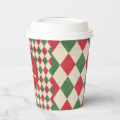 Retro Red Green Harlequin Holiday Papieren Bekers (Links)