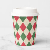 Retro Red Green Harlequin Holiday Papieren Bekers (Achterkant)
