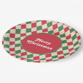 Retro Red Green Harlequin Holiday Papieren Bordje (Gekanteld)