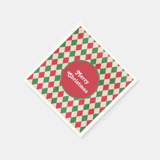 Retro Red Green Harlequin Holiday Servet (Hoek)