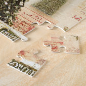 Retro  Red Green Holly kerstfeestdag Legpuzzel (Zijkant)