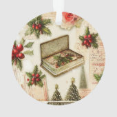 Retro  Red Green Holly kerstfeestdag Ornament (achterkant)