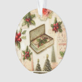 Retro  Red Green Holly kerstfeestdag Ornament (voorkant)