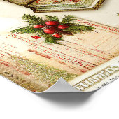 Retro Red Green Holly kerstfeestdag Poster (Hoek)