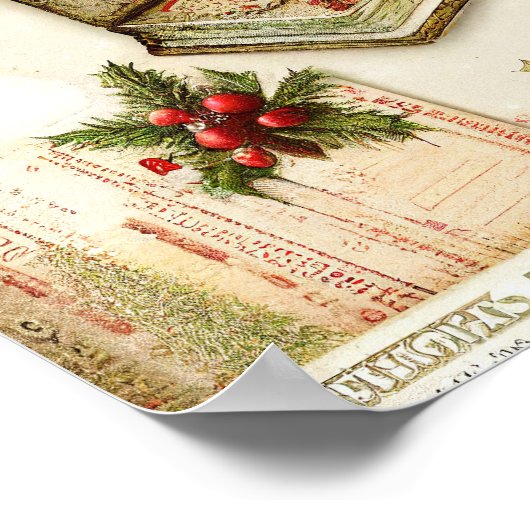 Retro  Red Green Holly kerstfeestdag Poster (Hoek)