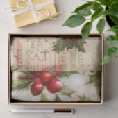 Retro  Red Green Holly kerstfeestdag Tissuepapier (Geschenk)