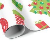Retro Red Green-kerstboom - cadeaupatroon Wrappi Cadeaupapier (Rol Hoek)