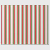 Retro Red Green White Christmas Stripe Pattern Cadeaupapier (Vlak)